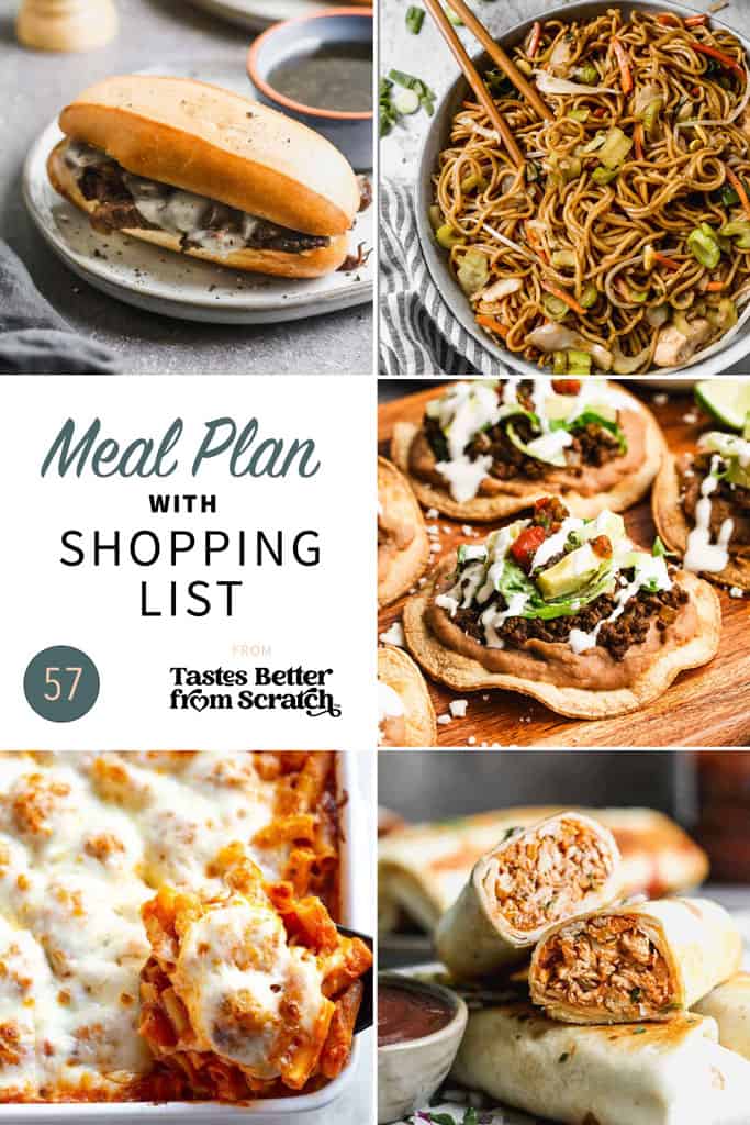 A collage of 5 recipes from meal plan 57.