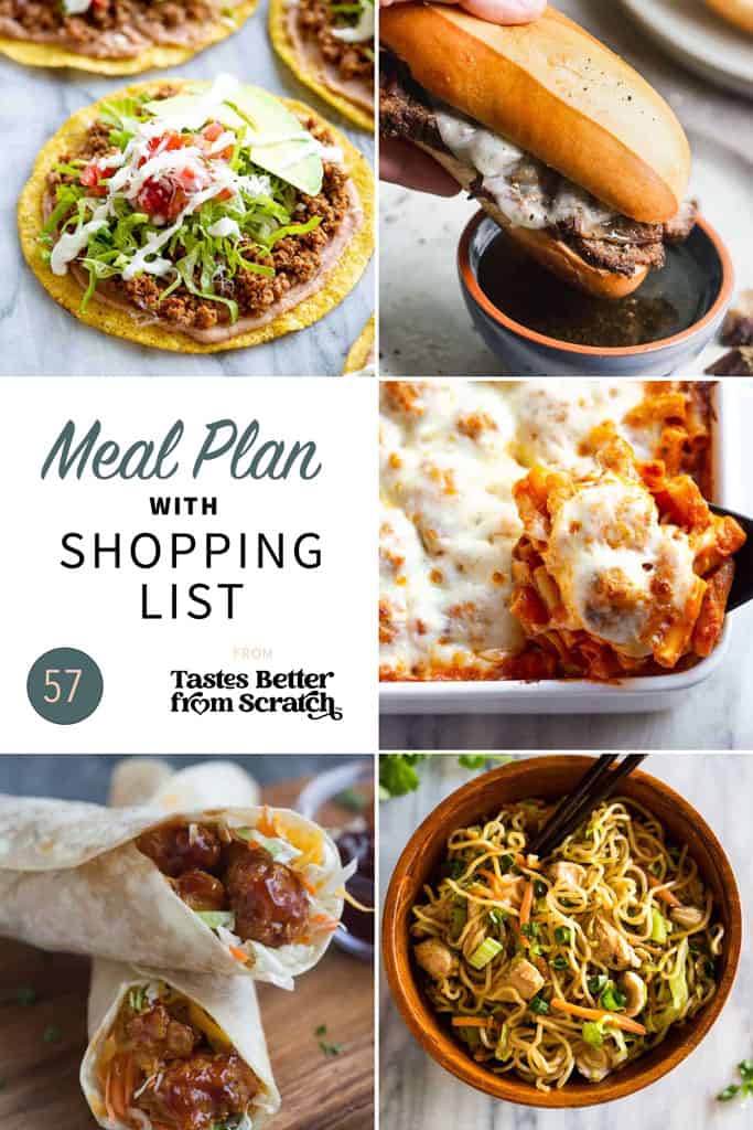 a collage of 5 recipes from meal plan 57.