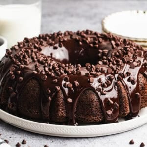 The best Chocolate Bundt Cake recipe is rich, moist, and an absolute crowd pleaser! It's a beautiful and easy cake to serve for any occasion!
