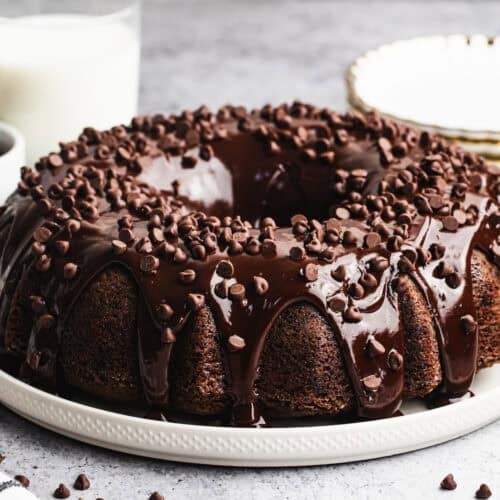 The best Chocolate Bundt Cake recipe is rich, moist, and an absolute crowd pleaser! It's a beautiful and easy cake to serve for any occasion!