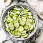 Cucumber Onion Salad served in a bowl.