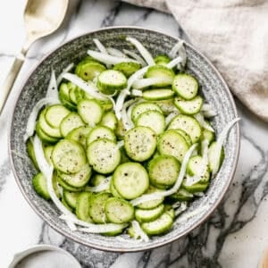 Cucumber Onion Salad served in a bowl.