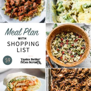 A collage of 5 recipes from meal plan 59.