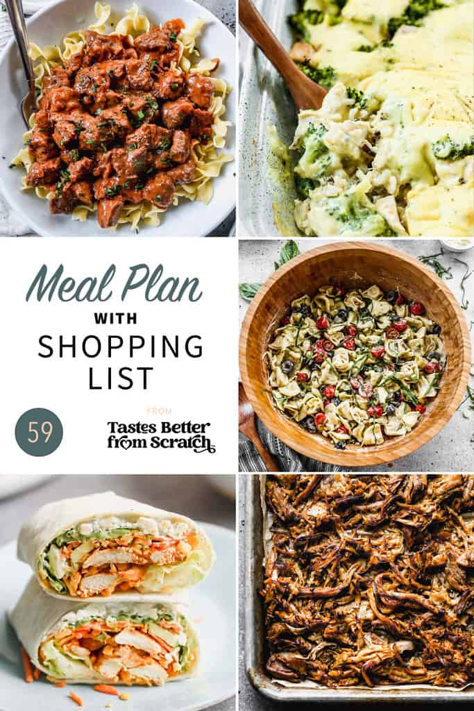 A collage of 5 recipes from meal plan 59.