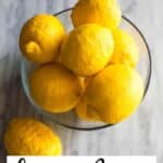Un bol de citron avec superposition de texte 