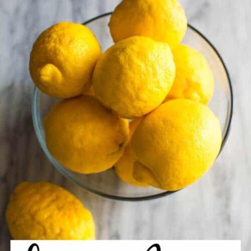 A bowl of lemon with text overlay "Substitutes for Lemon Juice".