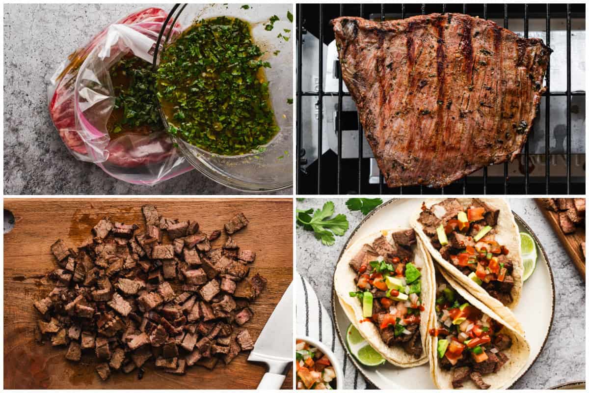 Learn how to make carne asada tacos better than the restaurant with a flavorful marinade, then chopping the steak and piling it on corn tortillas with pico de gallo and a lime wedge on the side. It's an easy recipe that is always a favorite!