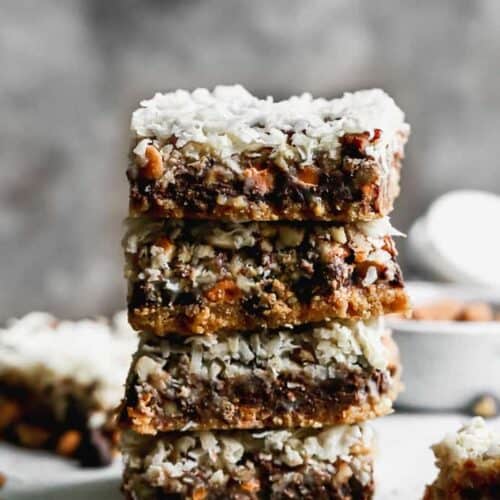 Four Magic Bars stacked on top of each other, on a board.