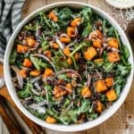 This Roasted Butternut Squash Salad is the perfect blend of warm, caramelized squash, crisp greens, and a tangy homemade dressing. It’s a flavorful and healthy fall salad recipe that makes a stunning side dish or light main course.