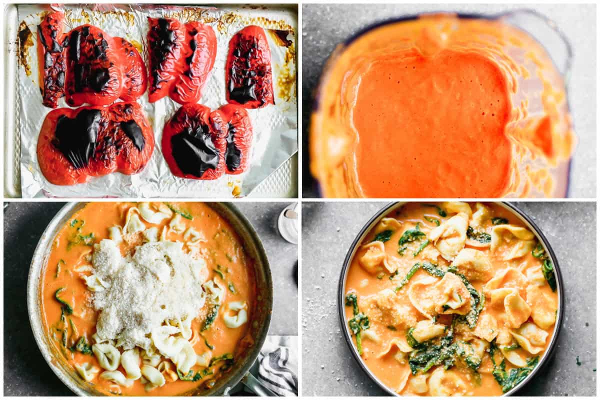 This easy Roasted Red Pepper Pasta recipe has cheesy tortellini in a quick red pepper sauce. It's the perfect quick meal the whole family will rave about!