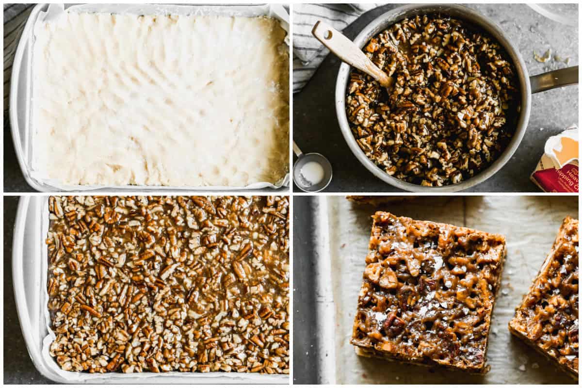 This Pecan Pie Bars recipe is so easy to make with a shortbread crust and a homemade pecan filling. It's perfect for potlucks or anywhere!