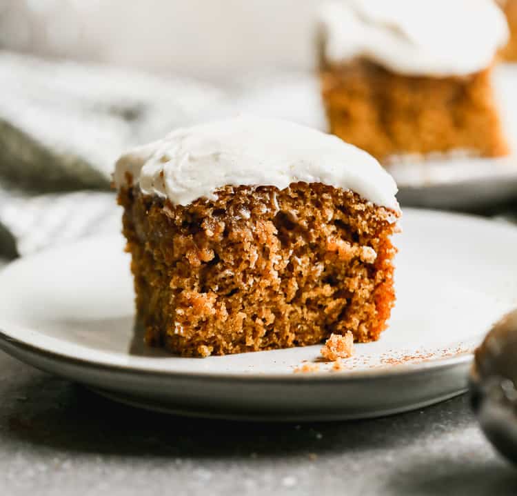 A square thumbnail image of a homemade Pumpkin Cake with cream cheese frosting.