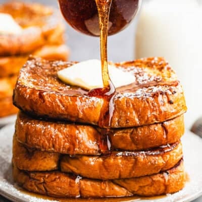 This easy Pumpkin French Toast recipe has the perfect pumpkin spice flavor in the batter and cooked until golden and perfect.