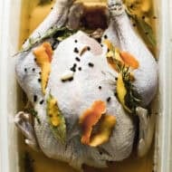 This simple turkey brine recipe is perfect for your smoked turkey and adds so much moisture and flavor! It's easy and makes a big difference!