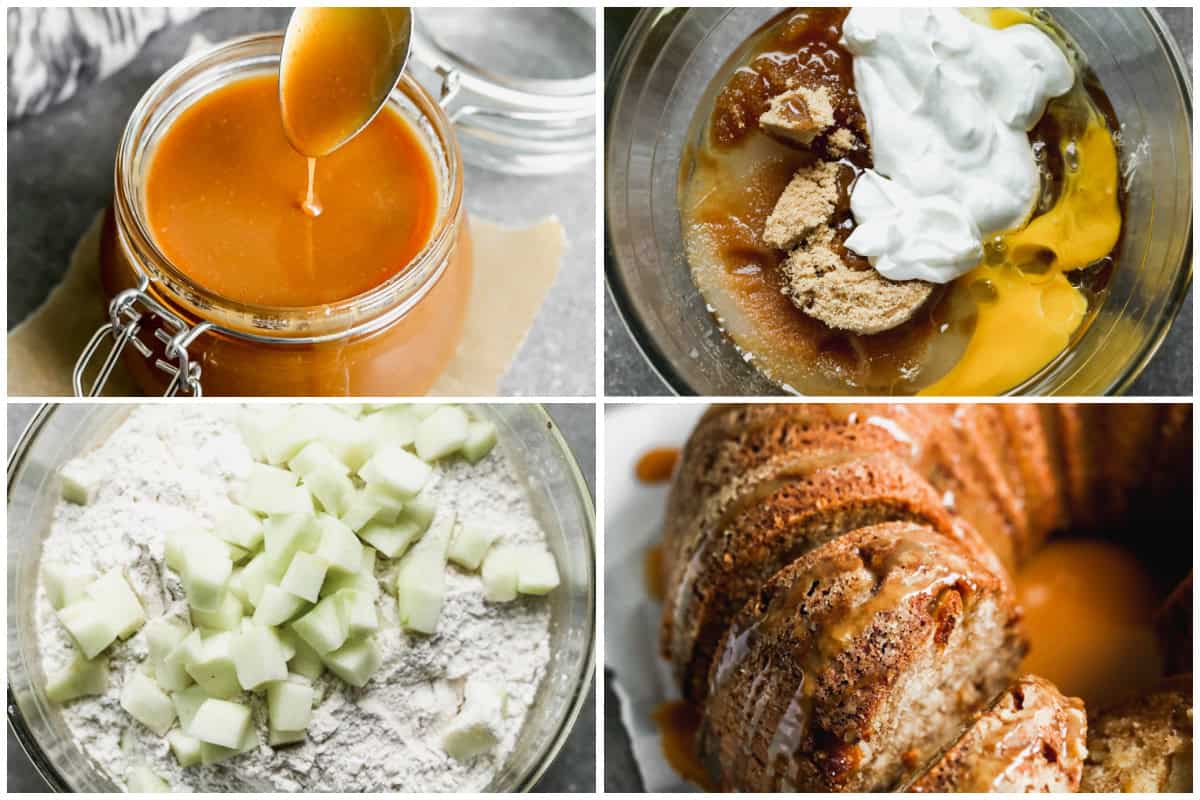 The best Apple Bundt Cake is made with fresh chopped apples and easily baked in a bundt pan then served with caramel sauce. It is the perfect crowd-pleasing fall dessert!