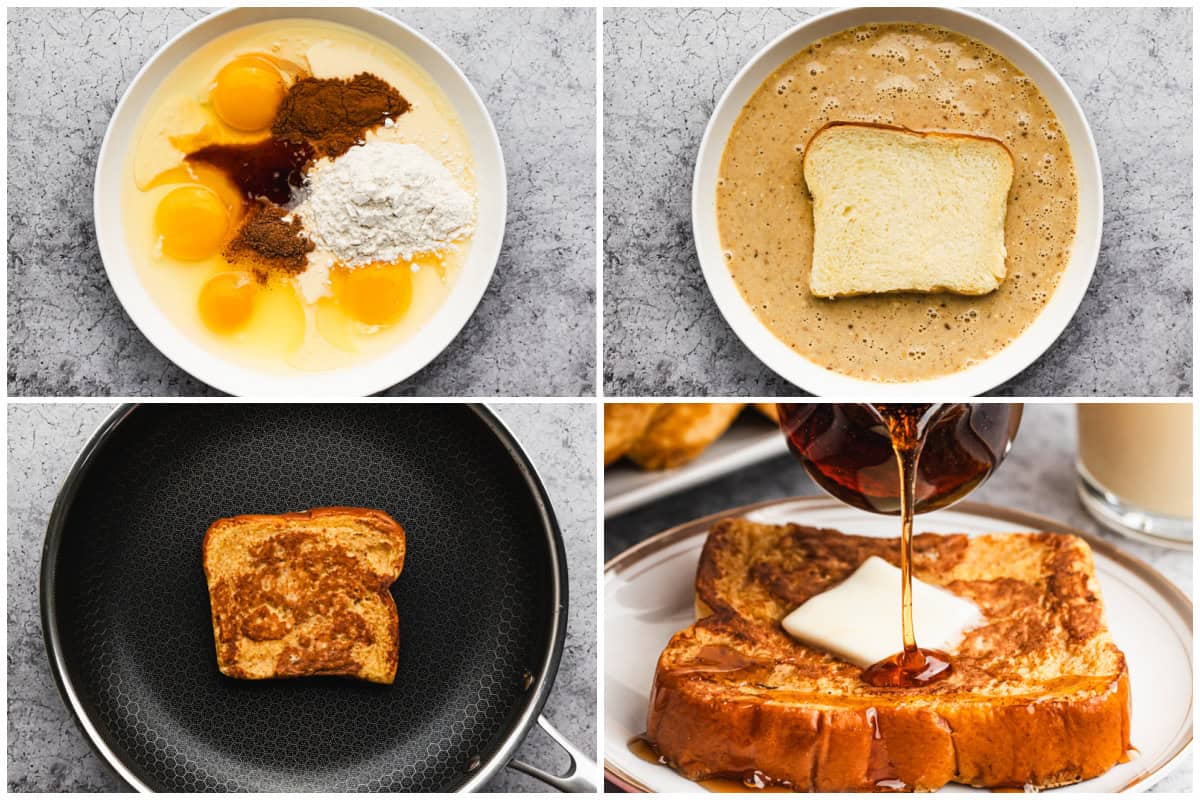The best Eggnog French Toast recipe is a delicious holiday breakfast or brunch recipe that has bread dipped in a creamy spiced eggnog mixture then cooked until golden. 