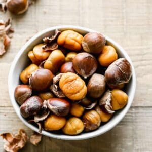A bowl of Roasted Chestnuts.