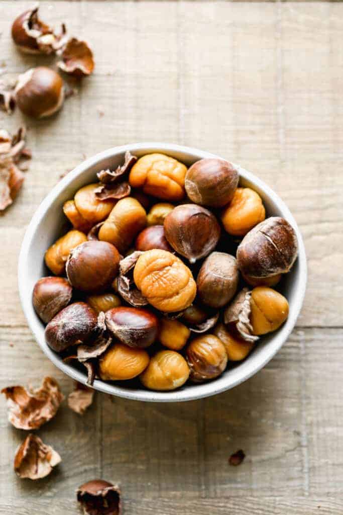 A bowl of Roasted Chestnuts.