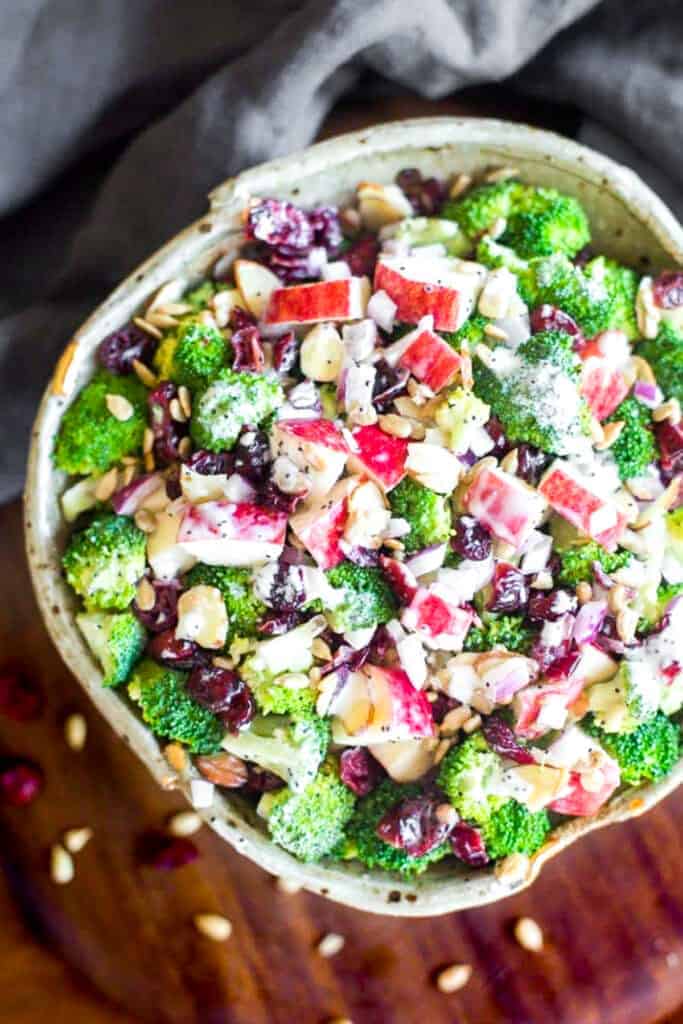 Broccoli Apple Salad in a serving bowl.