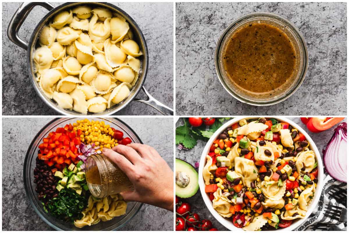 Learn how to make a cold tortellini pasta salad that will be the highlight of every BBQ! It's packed with fresh ingredients tossed in a flavorful dressing. It's delicious!