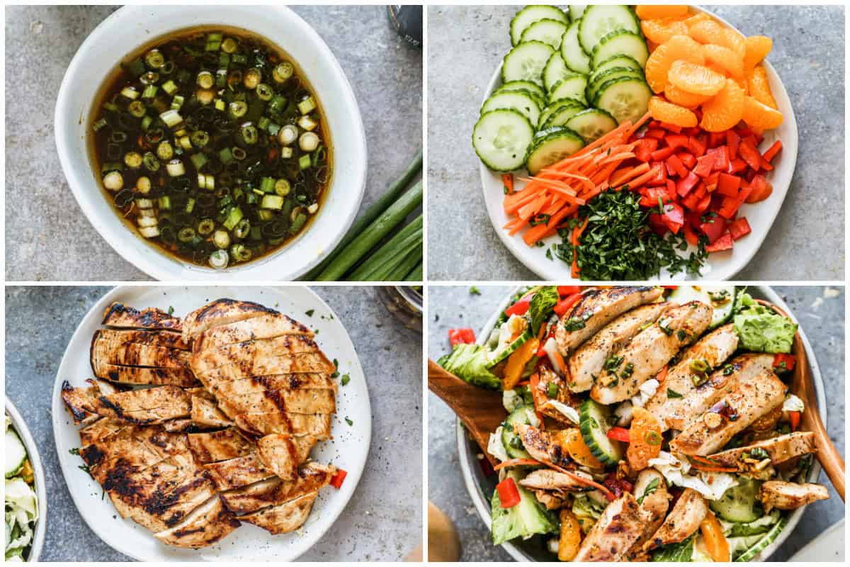 This healthy Asian Chicken Salad recipe is healthy and flavorful with chicken, veggies, and mandarin oranges. The dressing ties it all together and it's ready in less than 30 minutes!