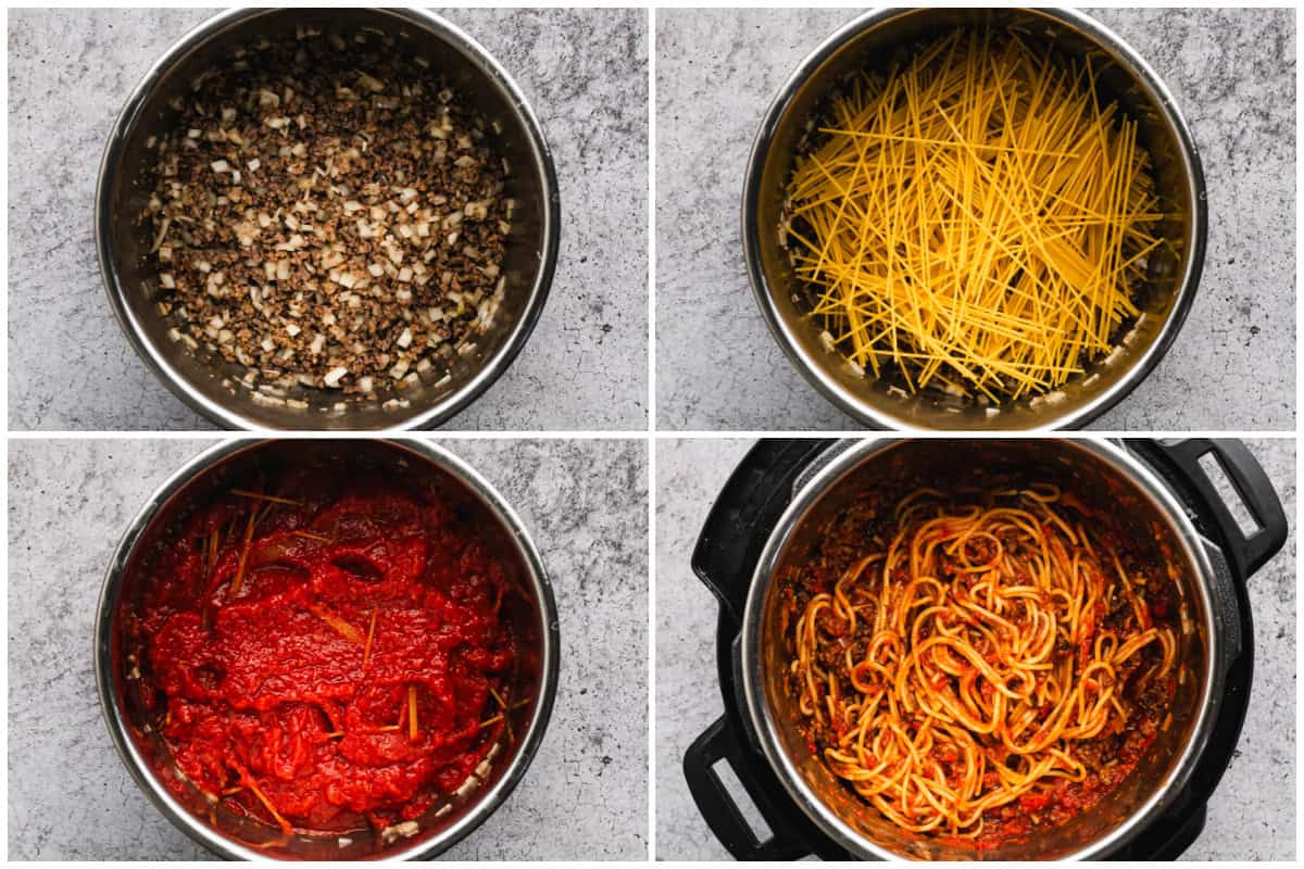 Instant Pot Spaghetti is the easiest homemade meal you can make! It's all made in one pot, hearty and delicious, and on the table in under 30 minutes!