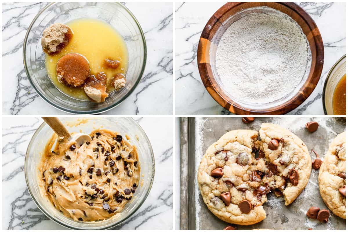 Learn how to make chocolate chip cookies from scratch by making the best cookie dough and bake. Enjoy how soft, chewy and delicious they are for days!