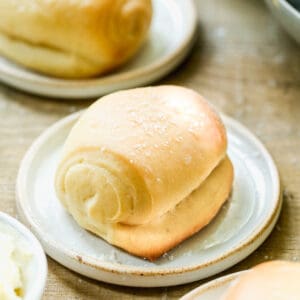 A homemade roll on a plate.