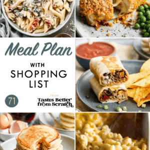 collage of dinner recipe images comprising a weekly meal plan