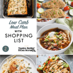 Collage of dinner recipes comprising a weekly meal plan