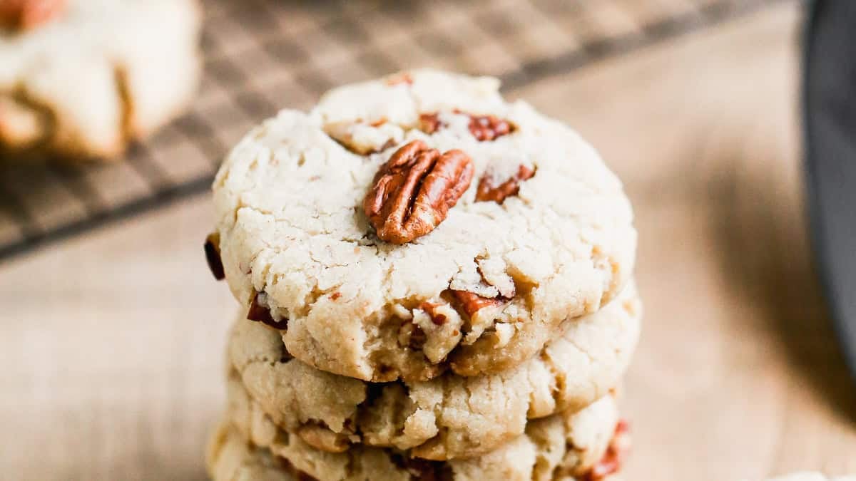 This Pecan Sandies Cookies recipe is easy to make and has that buttery shortbread texture that melts in your mouth.