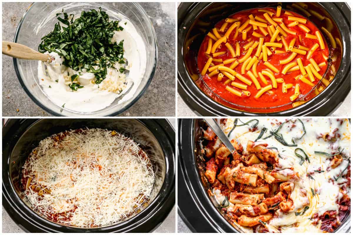 This Slow Cooker Baked Ziti recipe is  fresh, cozy, and so easy to make by just assembling the ingredients straight in the slow cooker. It couldn't be easier!