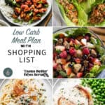 A collage of 5 low carb dinner recipes for meal plan 6