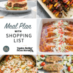 Collage of dinner recipe images comprising a weekly meal plan.
