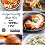 a collage of 5 dinner recipes for the budget friendly meal plan 2