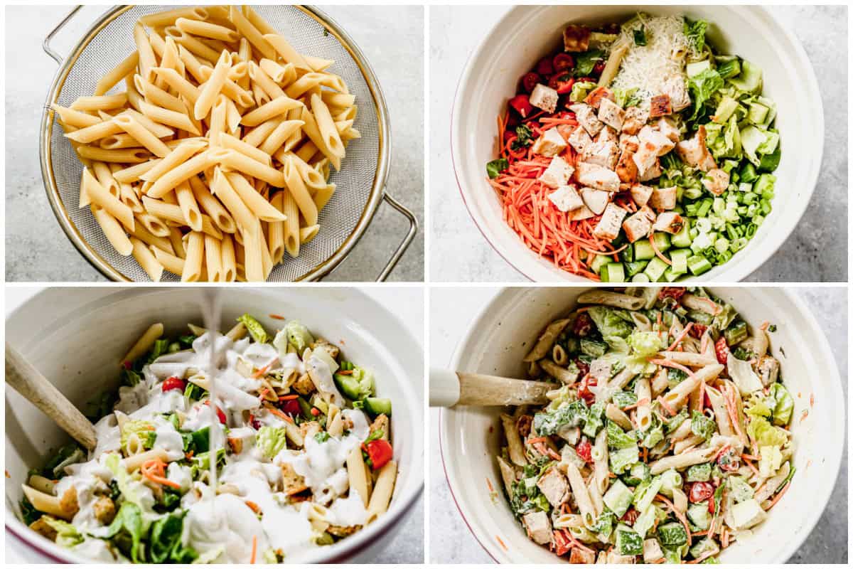This Grilled Chicken Caesar Pasta Salad recipe couldn't be easier to make with pasta, chopped veggies, tender chicken, and a creamy caesar dressing. It's a 30-minute meal that is fresh and delicious!