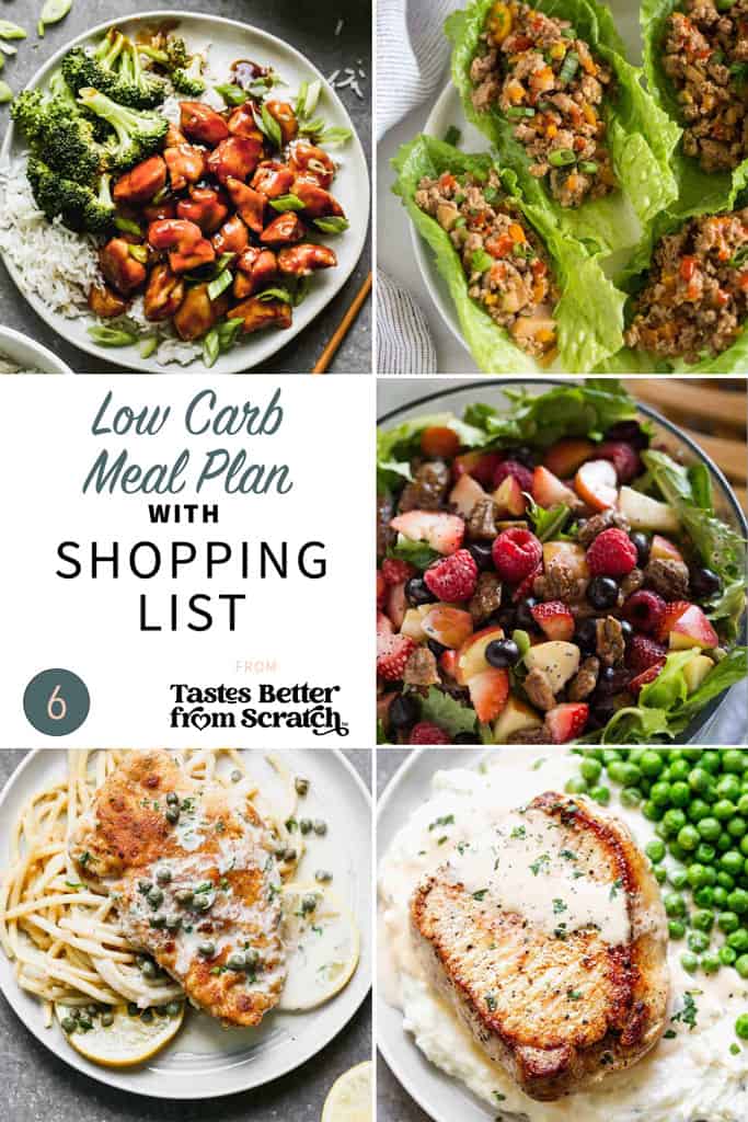 A collage of 5 low carb dinner recipes for low carb meal plan 6.