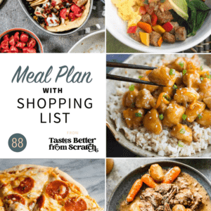 A collage of 5 dinner recipes for meal plan 88