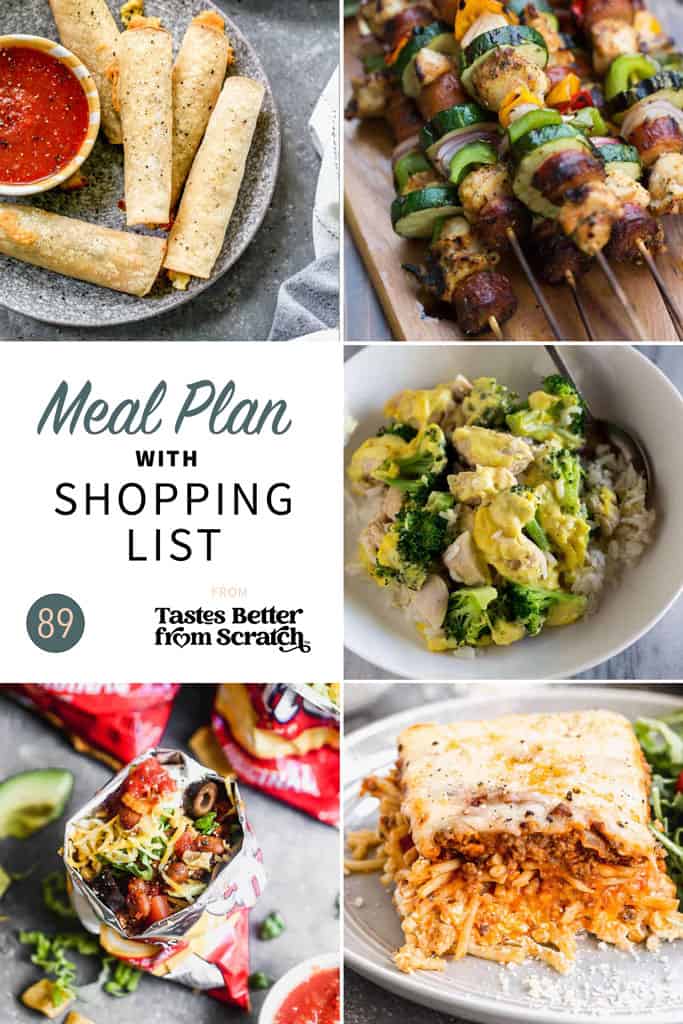 a collage of 5 meal recipes from meal plan 89