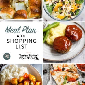 a collage of 5 meals from meal plan 90