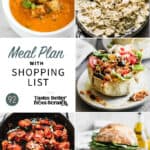 a collage of 5 dinner recipes from meal plan 92