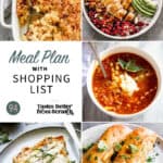 a collage of 5 dinner recipes from meal plan 94