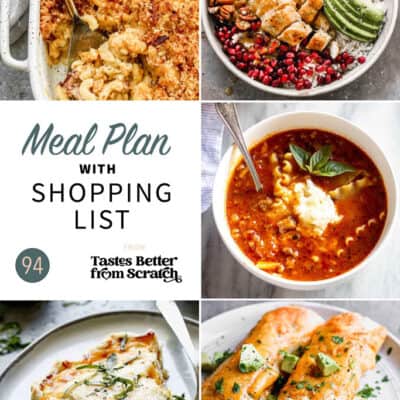 a collage of 5 dinner recipes from meal plan 94