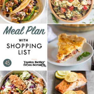 a collage of 5 dinner recipes for meal plan 45