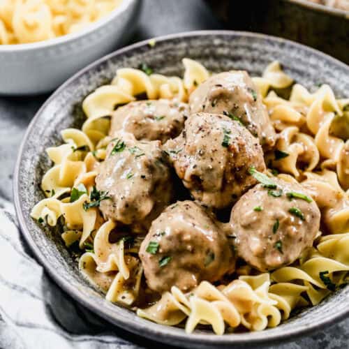 A bowl of homemade Swedish Meatballs made from pantry ingredients and tastes better than Ikea or any restaurant!