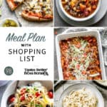 a collage of 5 dinner recipes from meal plan 98