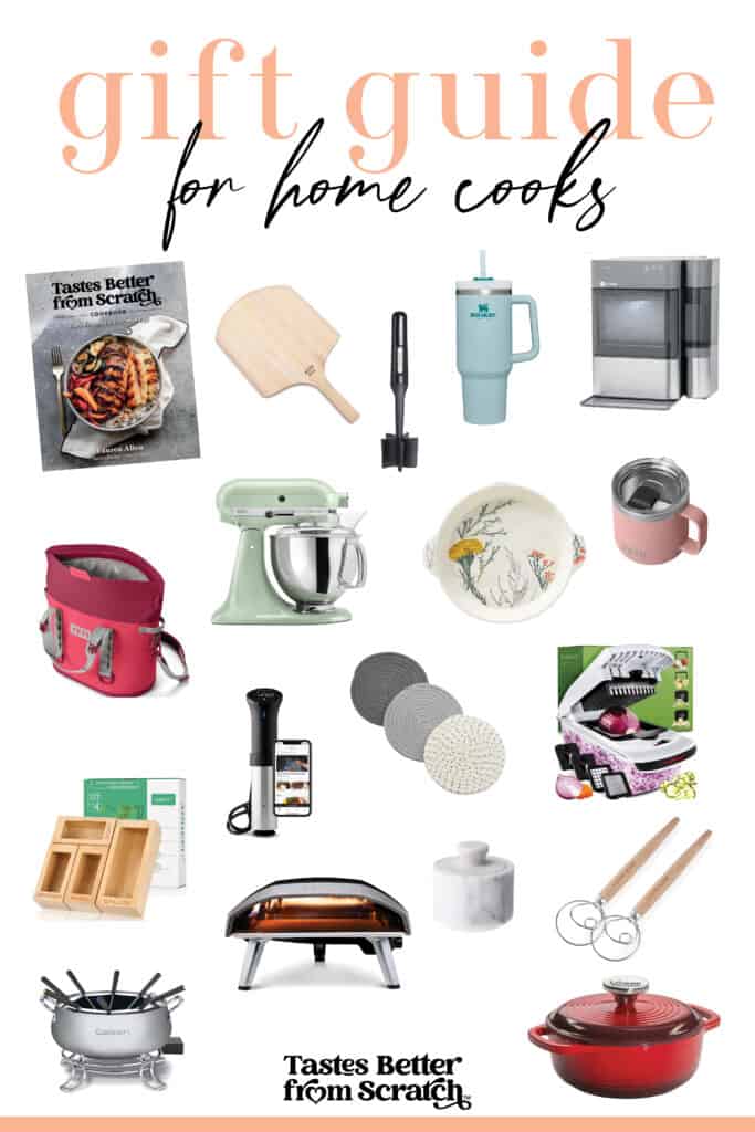 Gift Guide for cooks, with photos of several items that would make great holiday gifts.