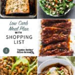 a collage of 5 dinner recipes from low carb meal plan 4.