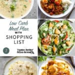 a collage of 5 dinner recipes from low carb meal plan 7.
