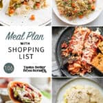 a collage of 5 dinner recipes from meal plan 106.